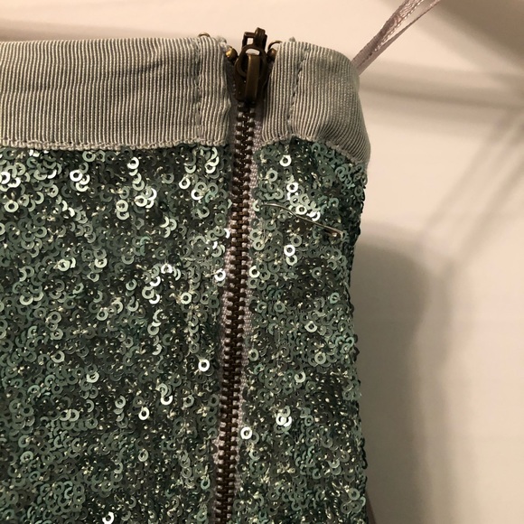 Blue green sequin mini skirt - Picture 4 of 5